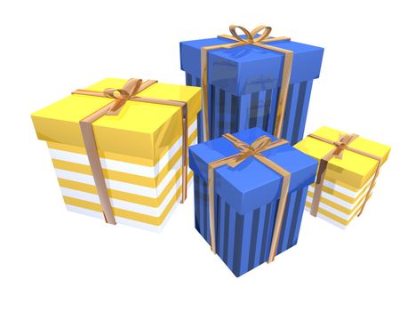 a 3d rendering of some colored gifts