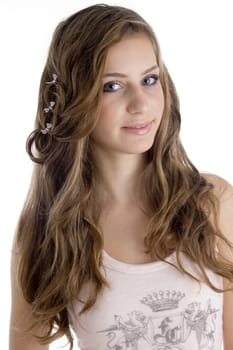 blonde young girl on an isolated background