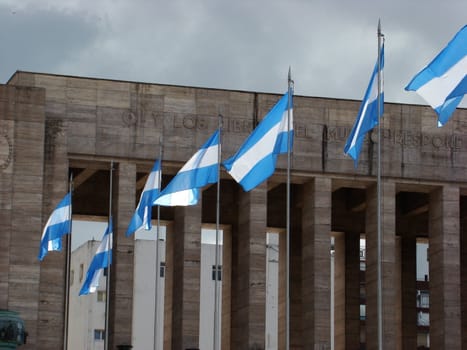 A close-up of Monumento a la Bandera (Flag Monument) in Rosario, Agentina, in a cloudy day.