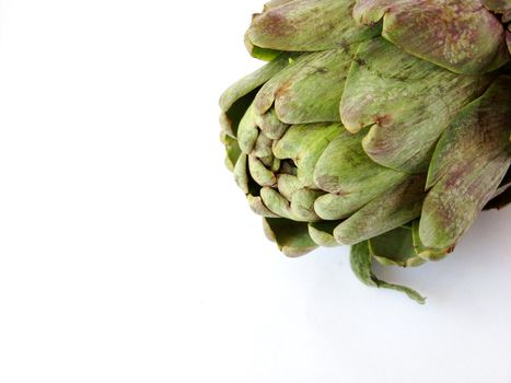 Isolated artichoke in one corner