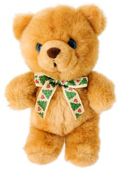 Child's toy brown bear teddy on a white background