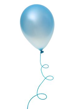 Blue  balloon with string isolated on white background (with clipping path)