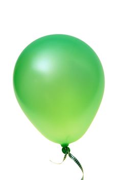 Green balloon with ribbon isolated on white background (with clipping path)