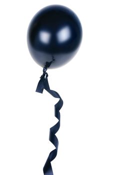 Black balloon with ribbon isolated on white background (with clipping path)