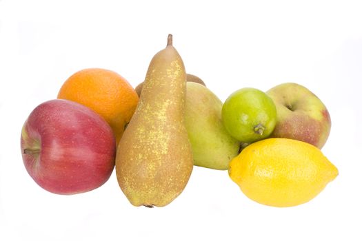 a collection of fresh fruits on white background
