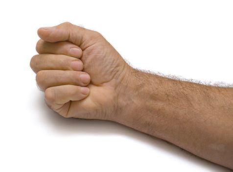 male hand on a white background. Isolation