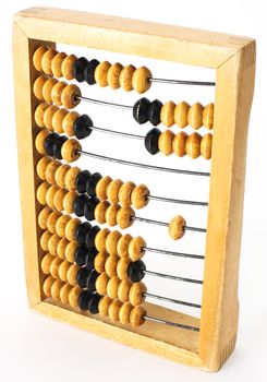 Antique wooden abacus on the white background