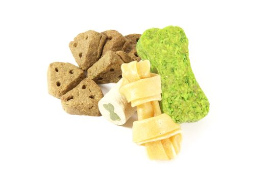 Dog Snacks Bones and Treats Isolated on White