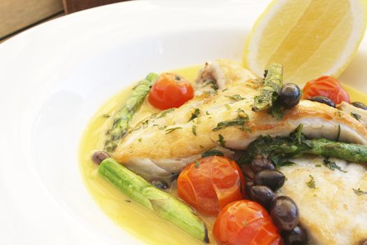 Grilled Fish Healthy Food Meal with Vegetables