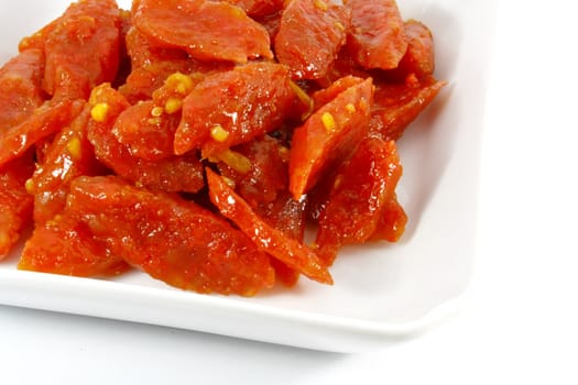 Thai Sausages Asian Cuisine Food Dish on a White Plate