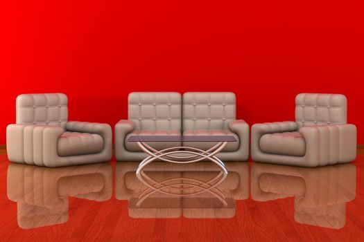 Interior of a living room. 3D image.
