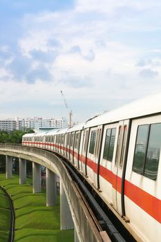 Public Subway Transport on Concrete Bridge View