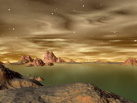 3D rendered Scifi Landscape.