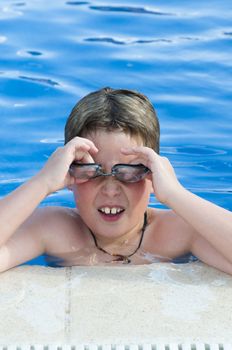 Picture of a boy on a swimming pool