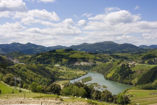 landscape of zumaia in the north of spain, a village near the sea