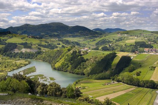 landscape of zumaia in the north of spain, a village near the sea