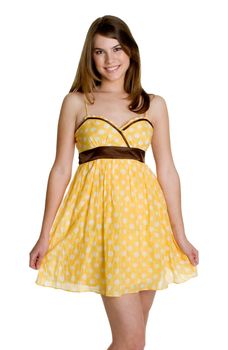 Pretty teen girl wearing yellow dress