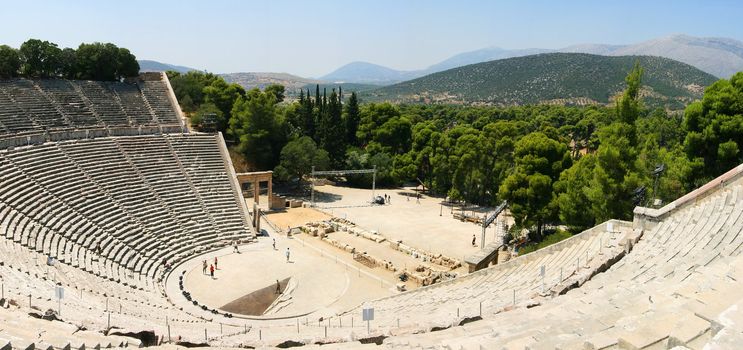 panorama of the famous construction of the ancient theatre of epidaurus