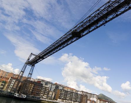 hanging bridge of portugalete is the oldest hanging bridge of the world and it is unesco patrimony of humanity