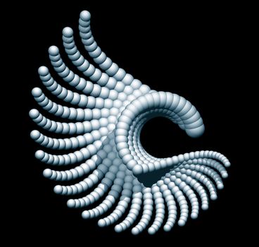Abstract organic form on black background - 3d illustration