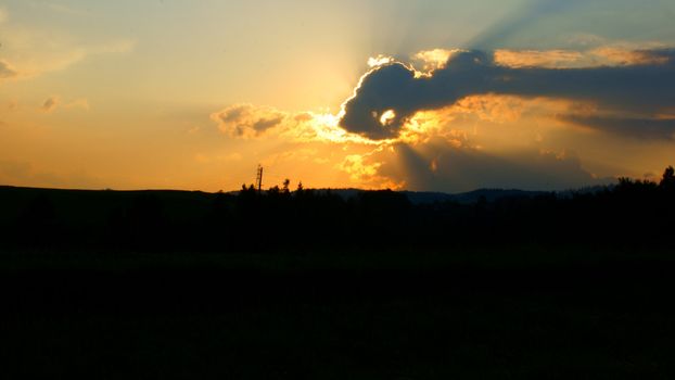 Sunlight in Polish village Kroscienko nad Dunajcem. Sony Alpha 700