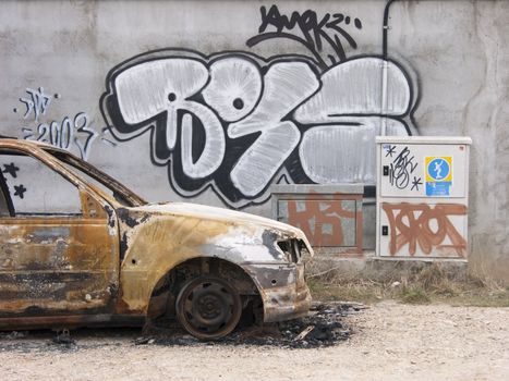 abandoned car and painted