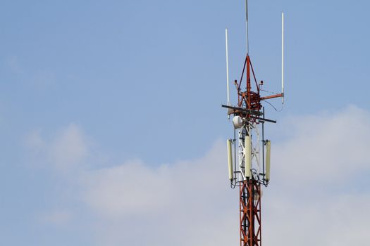 Closeup of communication tower