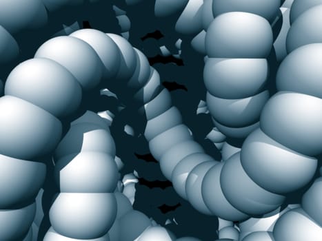Abstract organic form on black background - 3d illustration