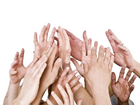 Hands up isolated on white background