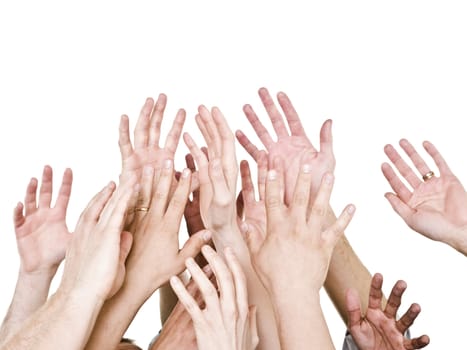 Hands up isolated on white background