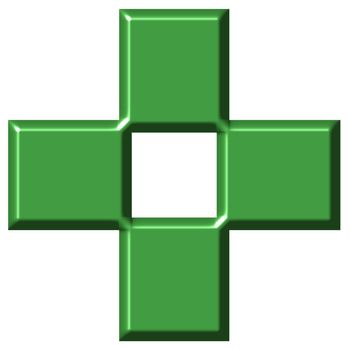 3d pharmacy cross isolated in white