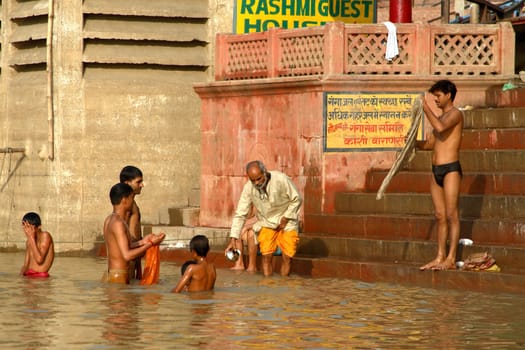 Religious ceremony at Varanasi Uttar Pradesh India