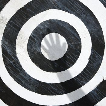 Black and white bullseye target.