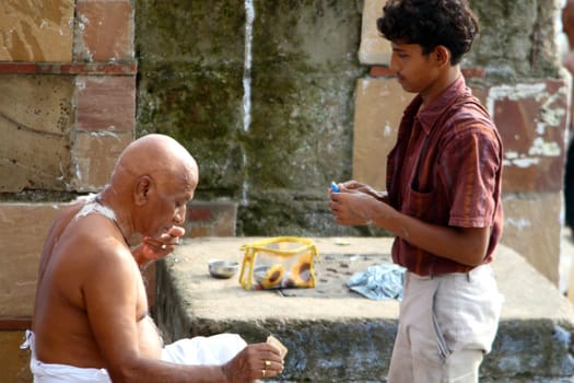 Religious ceremony at Varanasi Uttar Pradesh India