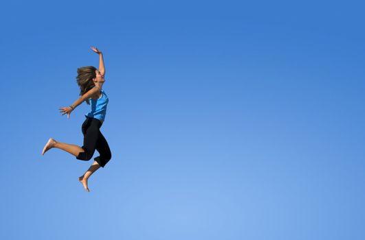 Jumping over the blue sky