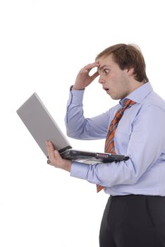 young business man working with personal computer