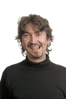 young casual man portrait in white background