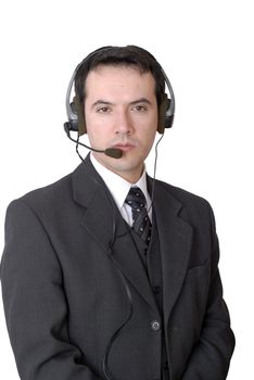 young call center man talking by the phone