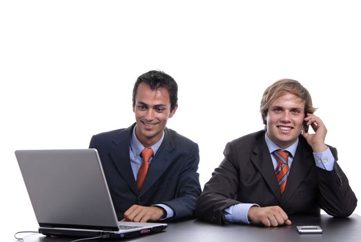 two young business man working with laptop