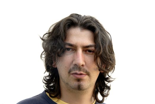 young casual man portrait in white background