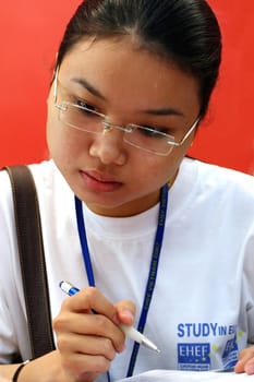 young student from vietnam - international educational fair - hanoi