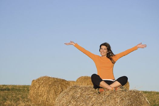 Beautiful woman with open arms