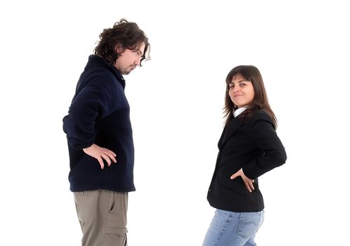 young couple together isolated on white background