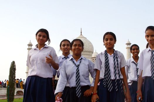 School girls in front of Taj Mahal - India