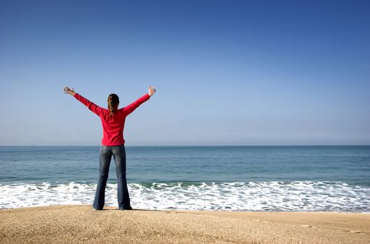 Young beautiful woman relax in the beach