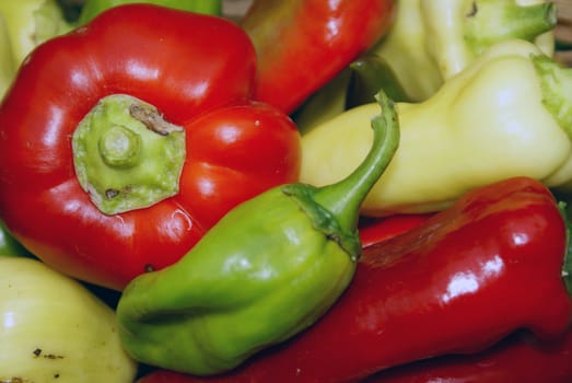 A close-up shot of healthy colorful peppers.