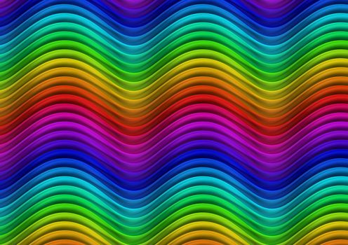 Illustrated abstract background made of wavy rainbow colours