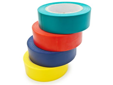 multicolored insulating tapes against the white background
