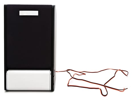 Single modern loudspeaker with copyspace against the white background
