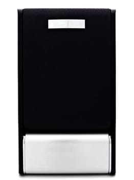 Single modern loudspeaker against the white background